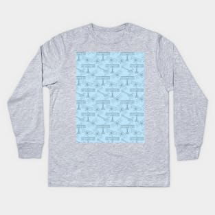 Airplanes for Days Continuous Pattern Kids Long Sleeve T-Shirt